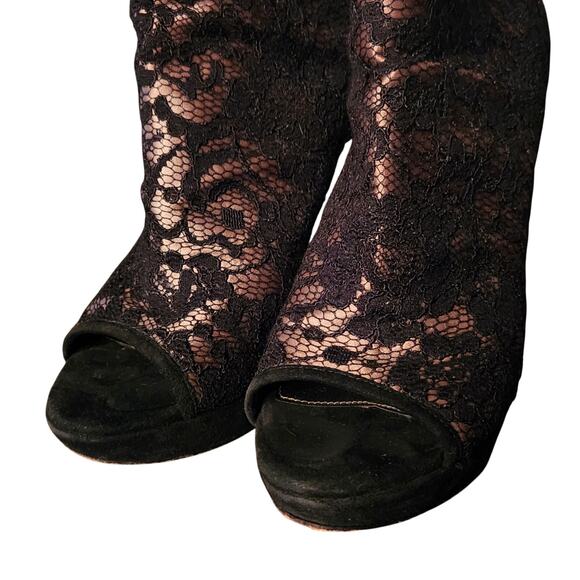 Via Spiga Size 8 Evanna Lace Peep Toe Booties - Picture 3 of 7